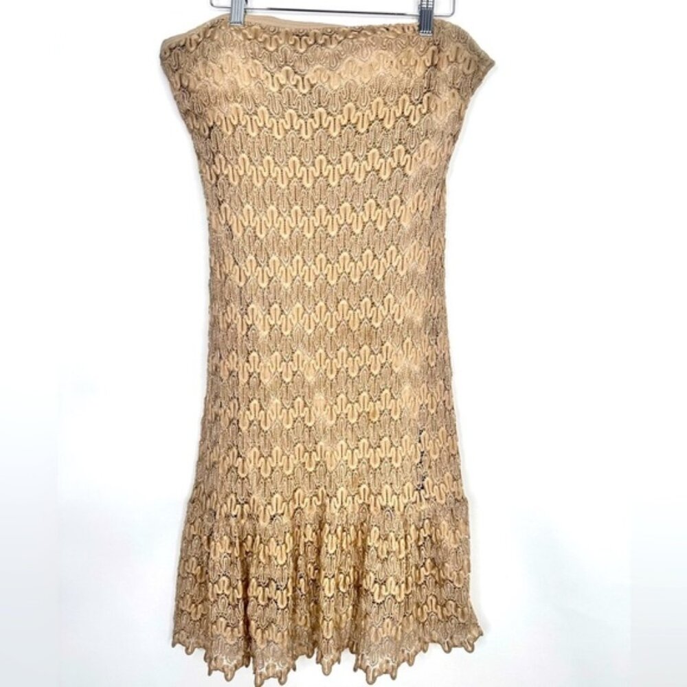 Cache Gold Metallic Strapless Mini Dress Formal Womens Size 14